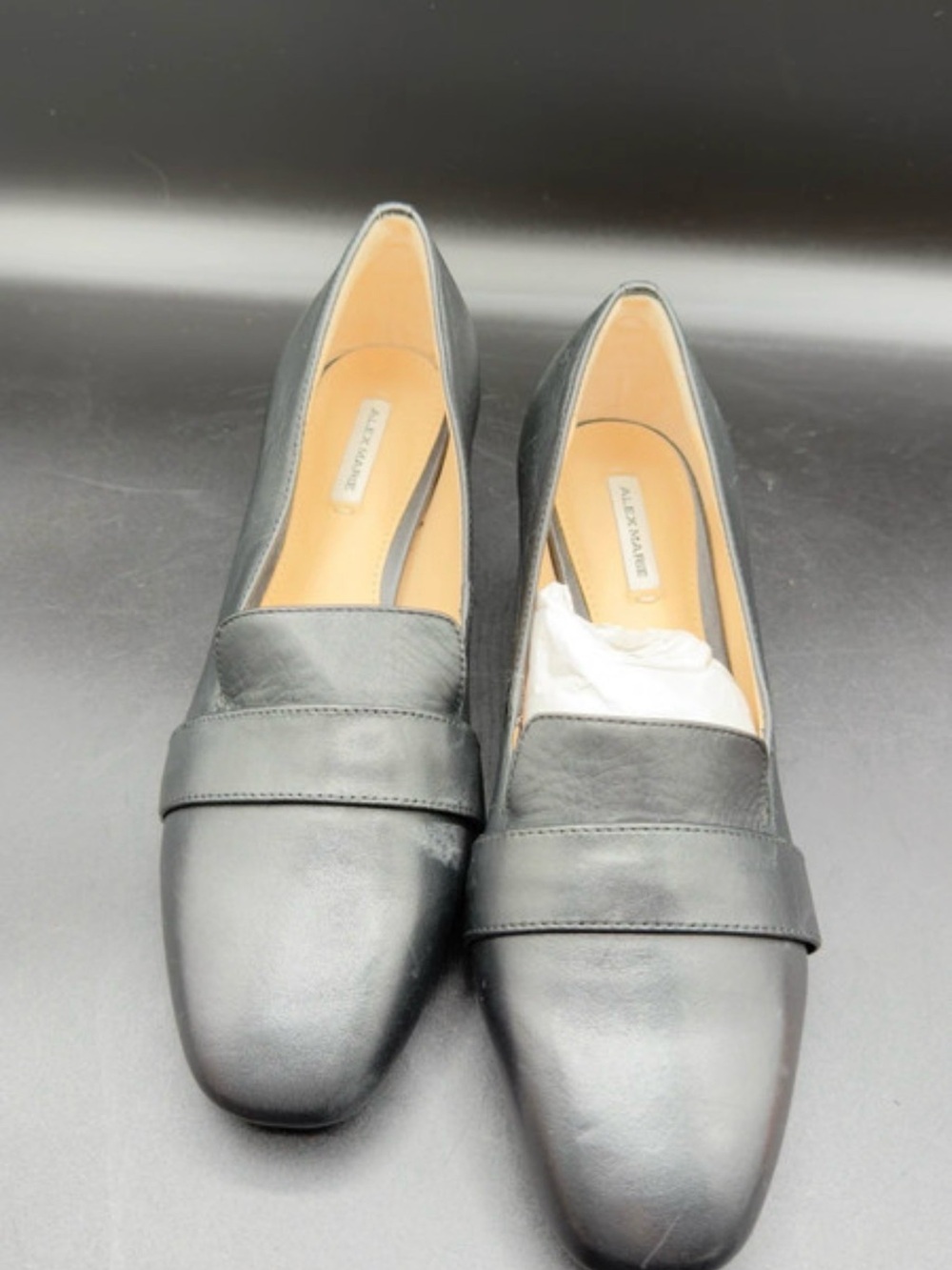 Alex Marie Black Leather Penny Loafers for Women